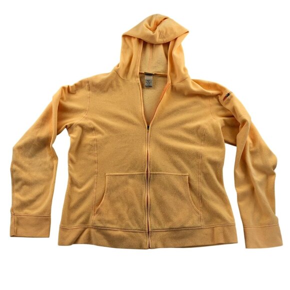 L.L. Bean Womens Jacket Medium Misses Orange Hooded Zip-Up Lightweight Casual - Picture 1 of 10